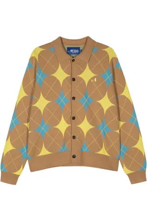 AWAKE NY Argyle-knit collared cardigan