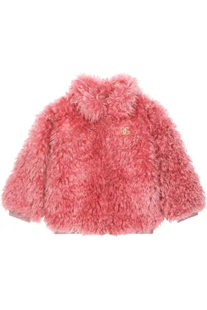 Dolce & Gabbana DG-logo faux-fur coat