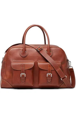 Brunello Cucinelli Logo-stamp leather weekend bag