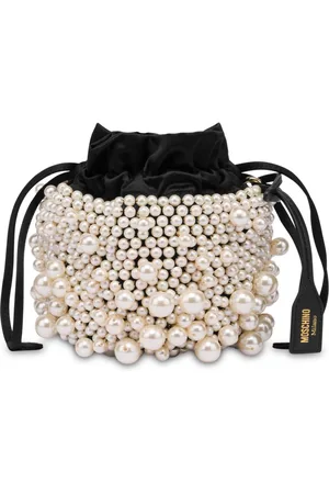 Moschino Pearl-embellished satin bucket bag