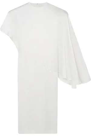 Stella McCartney Padded-shoulder asymmetric midi dress