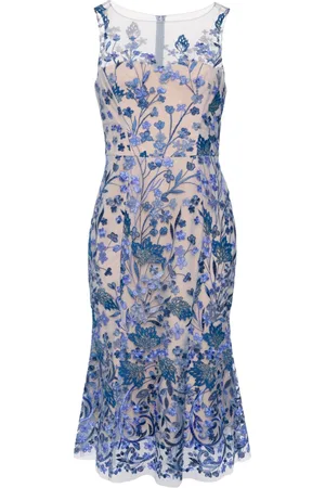 Marchesa Notte Floral embroidery midi dress
