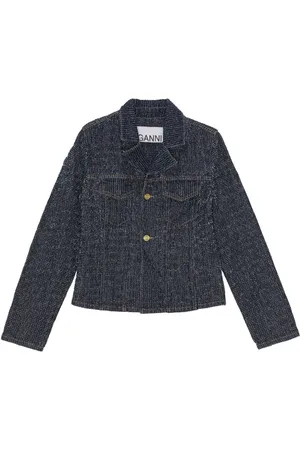 Ganni Fluffy denim fitted blazer