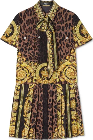 VERSACE Wild Barocco-print Lavallière mini dress