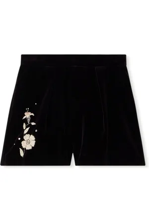 BONPOINT Habille Flash flower-embroidered velvet shorts