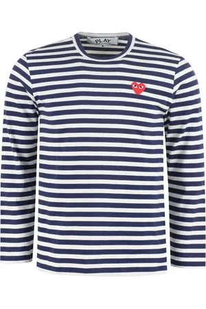 Comme des Garçons Appliqué-logo striped T-shirt