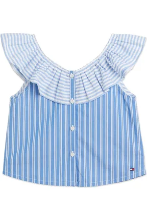 Tommy Hilfiger Striped frilled cropped top