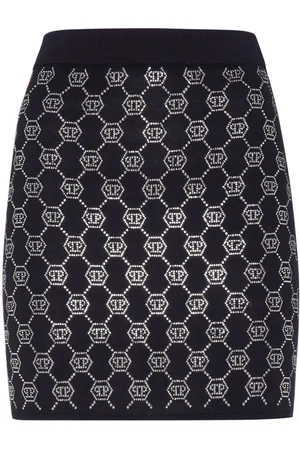 Philipp Plein Monogram-embellished knitted mini skirt