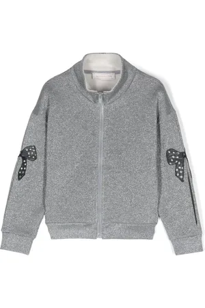 MONNALISA Lurex zip-up sweatshirt
