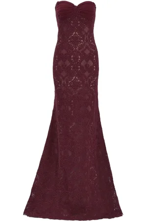 Tadashi Shoji Kohli Strapless Lattice embroidered Gown