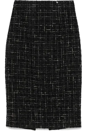 NISSA High-waisted bouclé midi skirt
