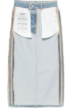 Vetements Inside-Out denim midi skirt