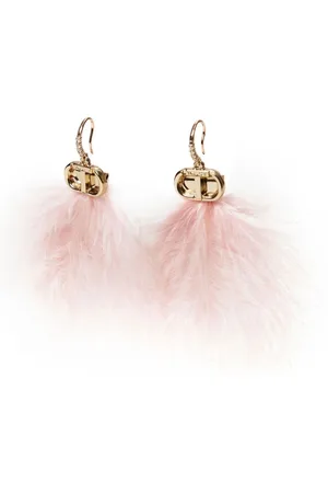 Twin-Set Oval T feather earrings