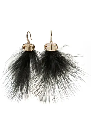 Twin-Set Feathers Oval T earrings