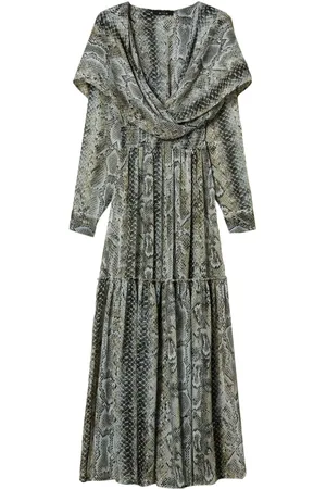 Twin-Set Snake-print creponne maxi dress