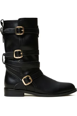 Twin-Set Buckle-strap biker boots
