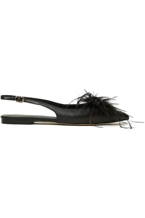 Twin-Set Feather-detail slingback ballet flats