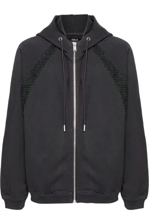 FIVE CM Panelled zip-up hoodie