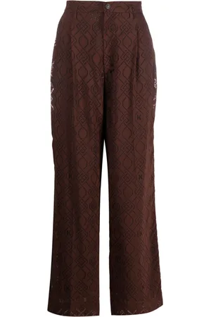 KOCHÉ Abstract-print straight-leg trousers