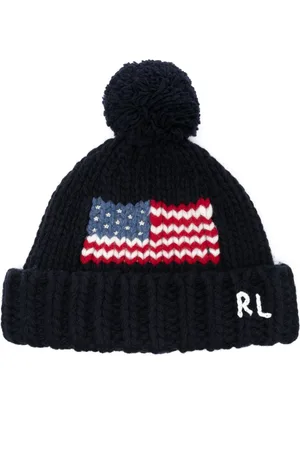 Ralph Lauren Flag-intarsia pompom-detail beanie