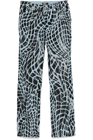 MUGLER Velvet-print straight-leg jeans