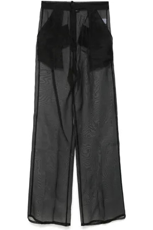 Oseree Crystal-embellished wide-leg trousers