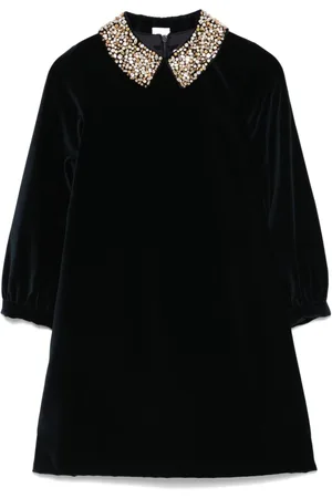 Il gufo Detachable-collar velvet dress