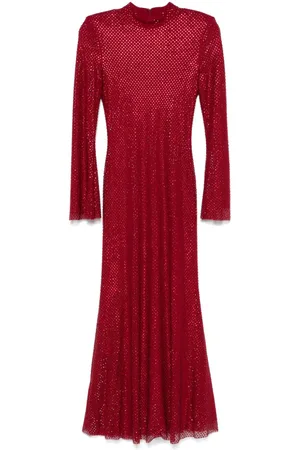 Self-Portrait Rhinestoned fishnet maxi dress