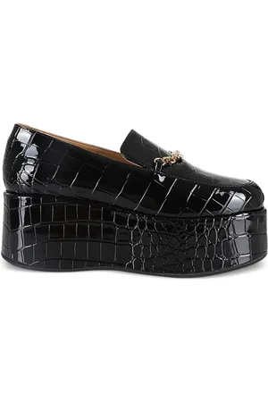 Ganni Crocodile-embossed leather loafers