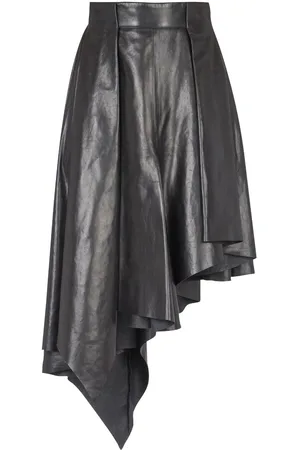 Balmain Asymmetric leather skirt