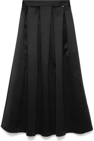 NISSA High-waist satin midi skirt