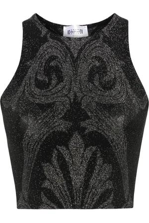 Wolford X ETRO floral-jacquard metallic crop top
