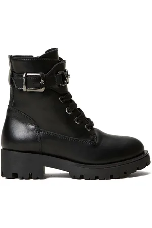 Twin-Set Ankle-strap leather combat boots