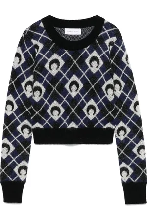 Marine Serre Moon argyle-knit sweater