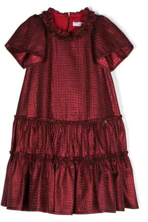 MONNALISA Houndstooth-pattern tiered dress