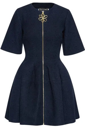 Oscar de la Renta Zip-front tweed dress