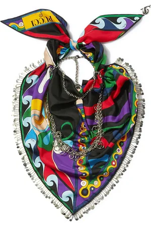 Puccini Marmo and Orchidee-print silk scarf