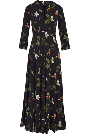 Oscar de la Renta Orchid cady-inset t 3/4 sleeve dress