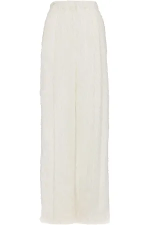 Oscar de la Renta Fringed fil-coup� wide-leg trousers