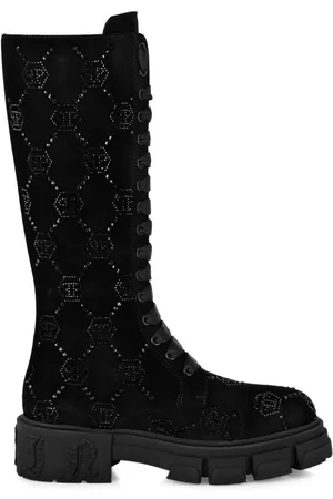 Philipp Plein Monogram-embellished suede boots