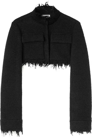 Jil Sander Frayed detailing cropped tweed jacket