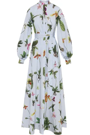 Oscar de la Renta Orchid cotton poplin kaftan