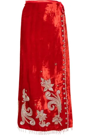 FORTE FORTE Bead-detail velvet skirt