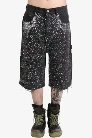 BIRTH OF ROYAL CHILD Crystal-embellished washed-denim shorts