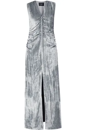 AMG Zip-up velvet maxi dress