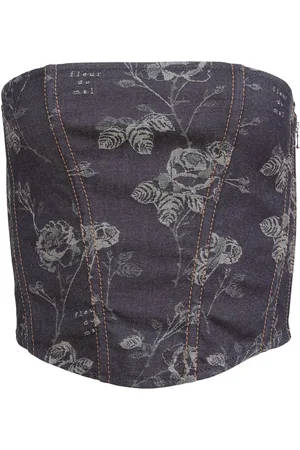 FLEUR DU MAL Floral-jacquard corset top