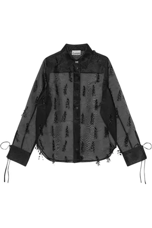 Ganni Fringed organza shirt