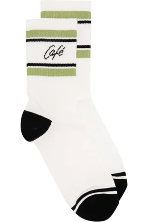 Café Kitsuné Intarsia-knit logo ribbed socks