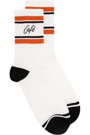 Café Kitsuné Intarsia-knit logo ribbed socks