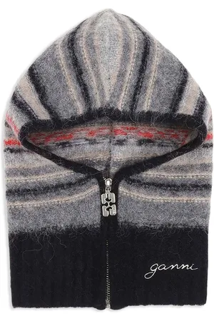 Ganni Striped zip-up balaclava